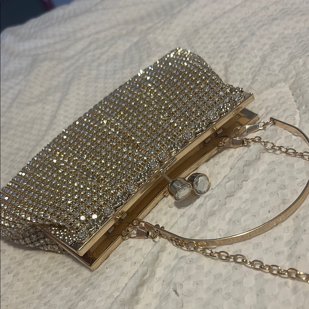Sparkling Gold Rhinestone Evening Bag
